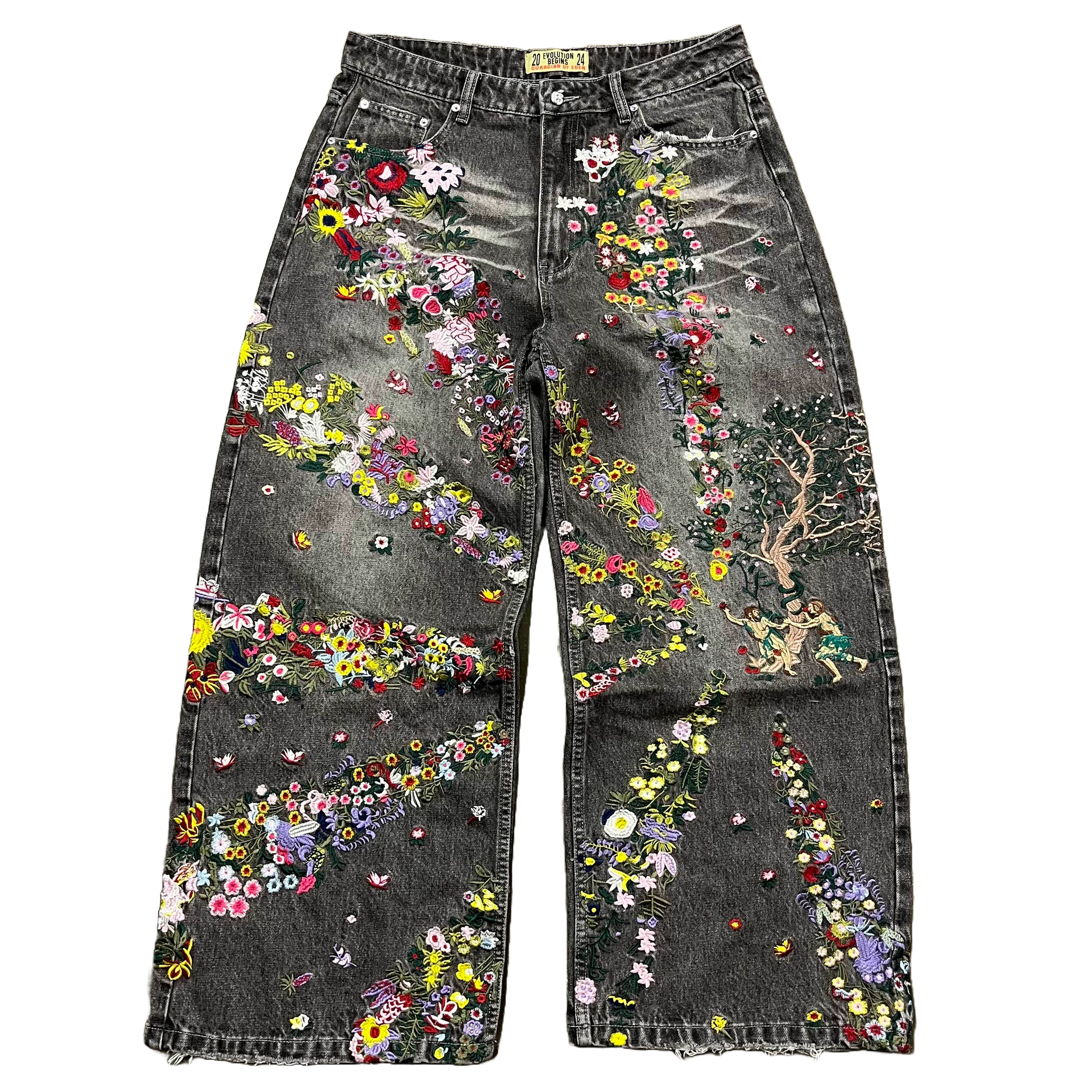 [Grey] Eden V2 Embroidered Jeans