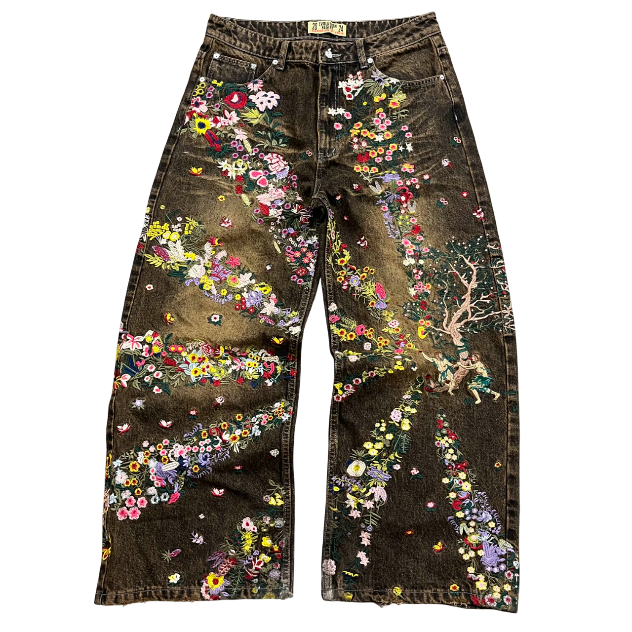 [Brown] Eden V2 Embroidered Jeans
