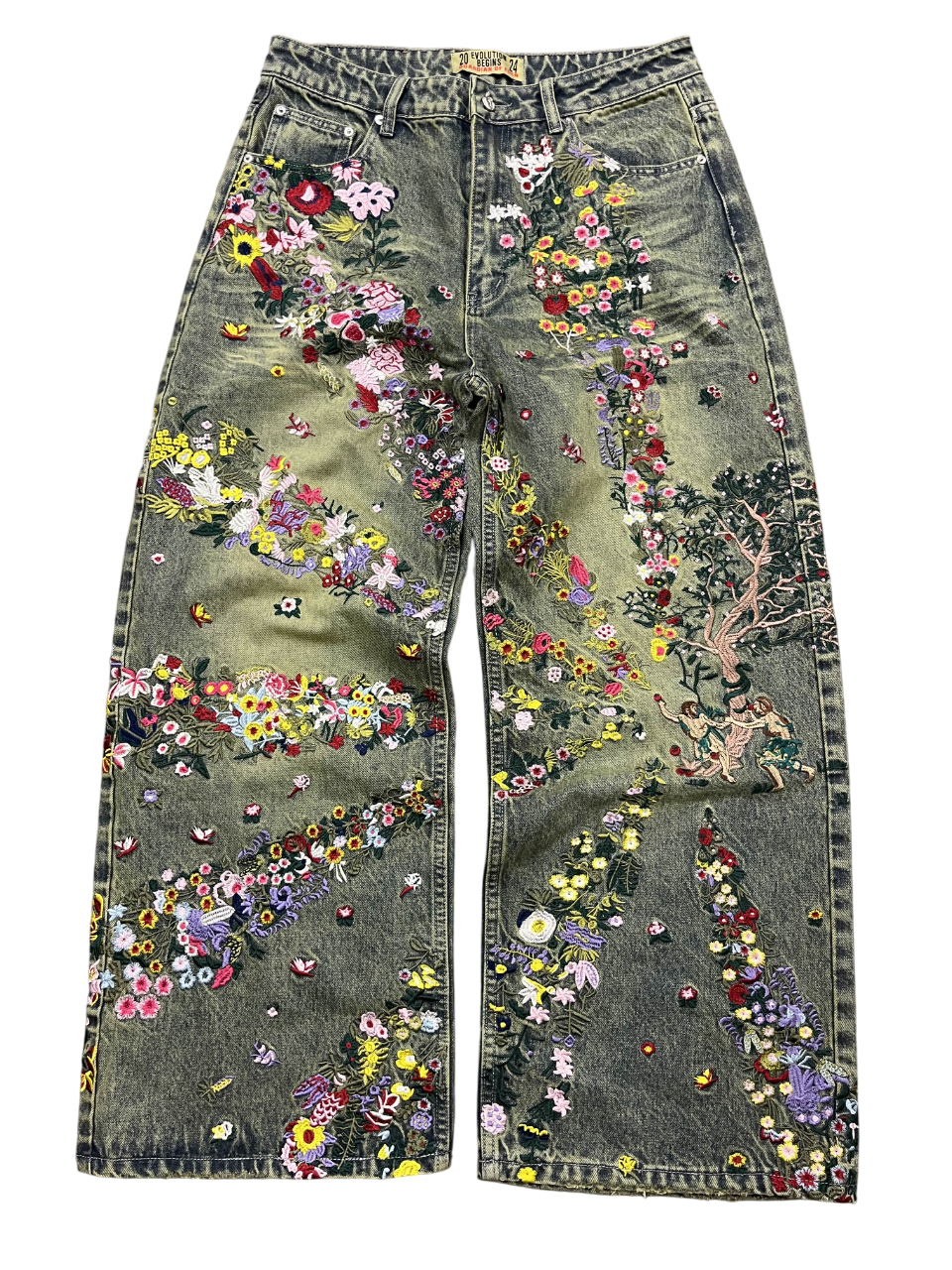 [Green] Eden V2 Embroidered Jeans